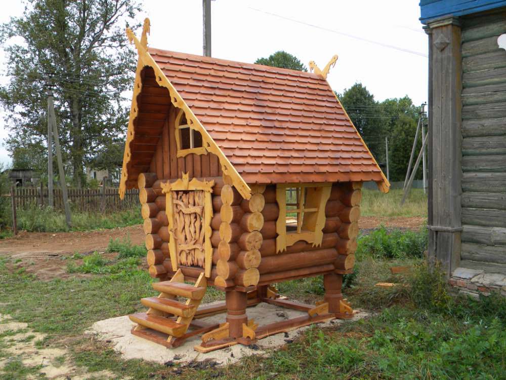 ➤ Купить детский игровой домик из бруса и дерева для дачи недорого ❘ Брусик