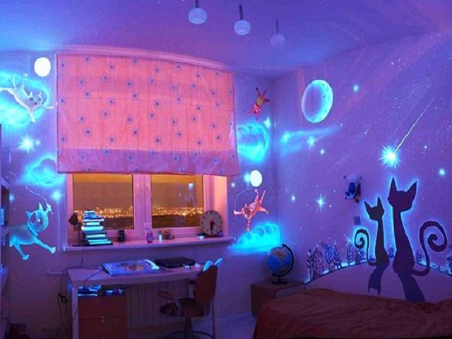 Люминесцентная декоративная краска в интерьере детской комнаты