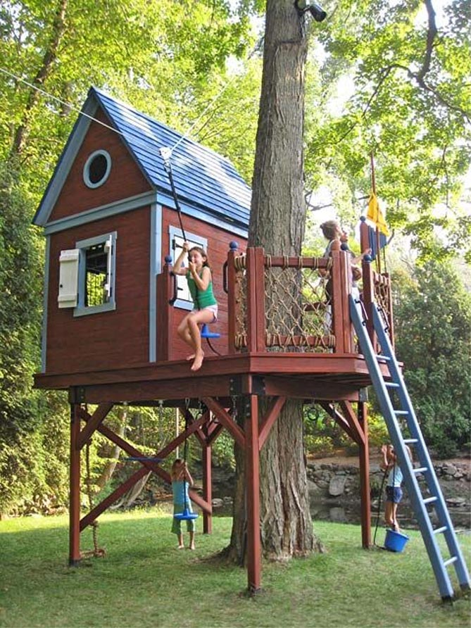 Как сделать домик на дереве для детей на даче - инструкция, фото9