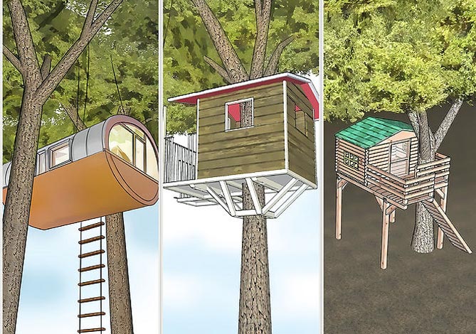 Как сделать домик на дереве для детей на даче - инструкция, фото10