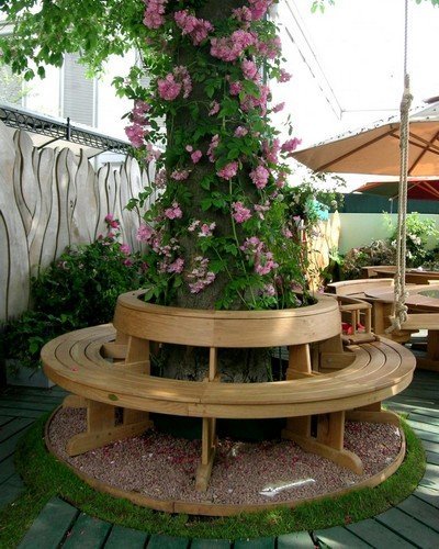 Мастер-классы: создать круглую садовую скамейку и стол вокруг дерева